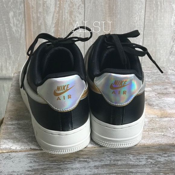 Nike Air Force 1’07 MTLC Black Platinum Women’s Sneakers AUTHENTIC AR0642 002 - Picture 5 of 9